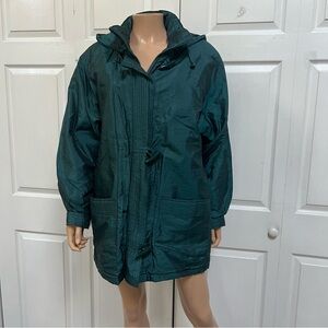 VTG London Fog Green/Blue Coat Jacket Women’s Size Medium Hooded